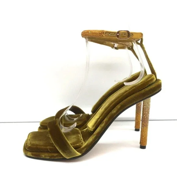 Tamara Mellon Stellar Sandals Topaz Crystal-Embellished Velvet Size 37 NEW - Picture 6 of 12